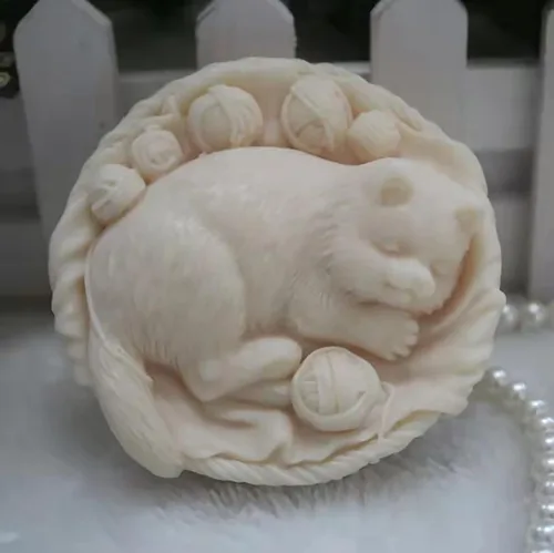 Miniatura 6 de Molde de silicona hecho a mano para jabón, vela, escultura de hielo y más, cuenco de molde de yeso aromático Bowl-Cat
