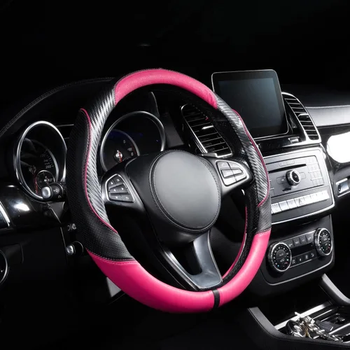 Miniatura 42 de Lord Autofashion - Funda para volante, piel sintética, interior de goma antideslizante, comodidad para todas las estaciones, 14.5-15 pulgadas