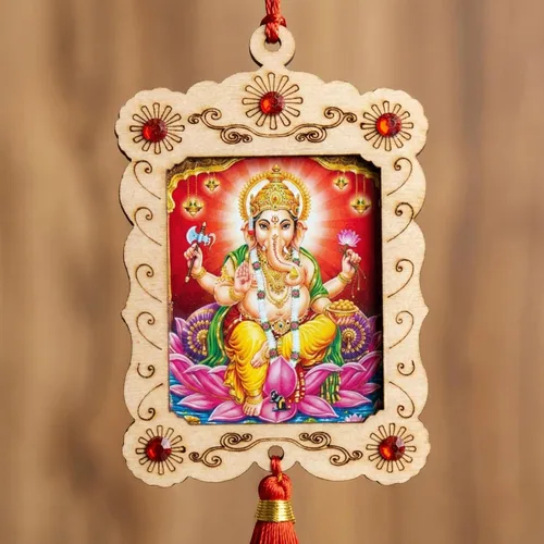 Miniatura 4 de LOVENSPIRE Adorno colgante hindú para automóvil, marco de fotos, espejo retrovisor, accesorios de decoración interior para salpicadero, Ganesha