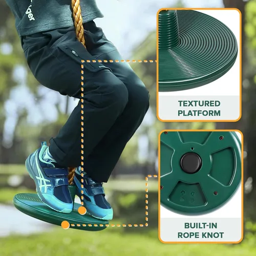Miniatura 5 de Juego de columpio de árbol con cuerda para escalar y plataformas y asiento oscilante para patio de recreo al aire libre para niños, incluye correa