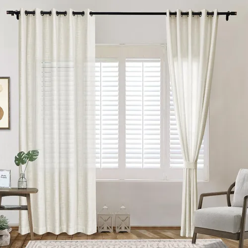 Miniatura 2 de Frelement Paneles de cortinas de lino hechos a medida para sala de estar, dormitorio, sala de reuniones, cortinas extralargas para techo alto
