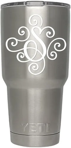 Miniatura 48 de Monogram - Calcomanía troquelada/vinilo adhesivo. Haga clic para opciones de color/letra. Disponible en cuatro colores y todas las letras de la A