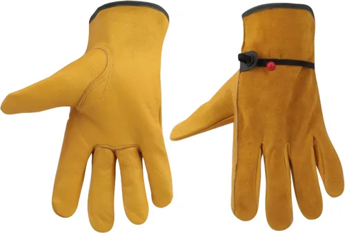 Guantes de trabajo de cuero de vaca para hombres y mujeres, guantes de jardinería, guantes de conducción