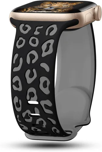 Miniatura 16 de CreateGreat Correas de leopardo grabadas compatibles con Apple Watch Band de 1.575 in 1.614 in 1.496 in 1.654 in 1.732 in 1.772 in 1.811 in 1.929 in