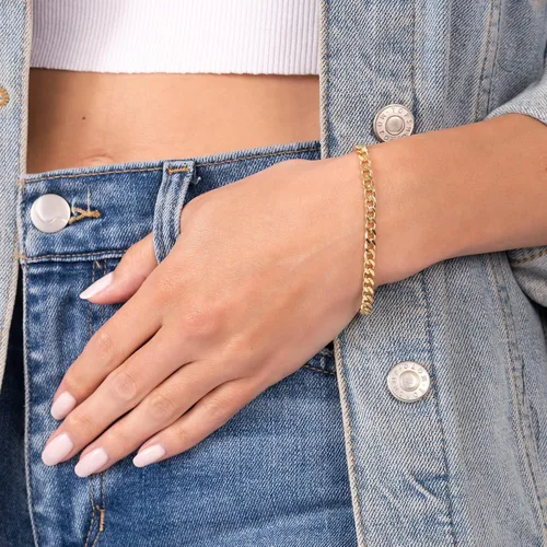 Miniatura 2 de Barzel Pulsera de cadena de oro chapada en oro de 18 quilateseslabones cubanos - Hecho en Brasil