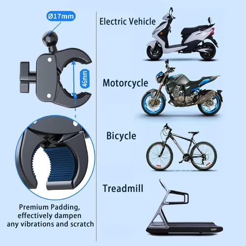 Miniatura 4 de Soporte de teléfono para motocicleta, manillar de teléfono para iPhone, Samsung, Android, 4-7 pulgadas, abrazadera para teléfono celular, kit