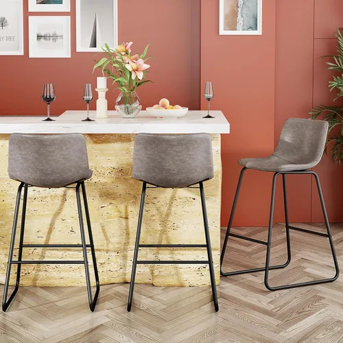 Miniatura 39 de YaFiti - Juego de 2 sillas de comedor de 18 pulgadas, sillas modernas tapizadas para comedor con cojines de piel sintética y patas de metal, silla