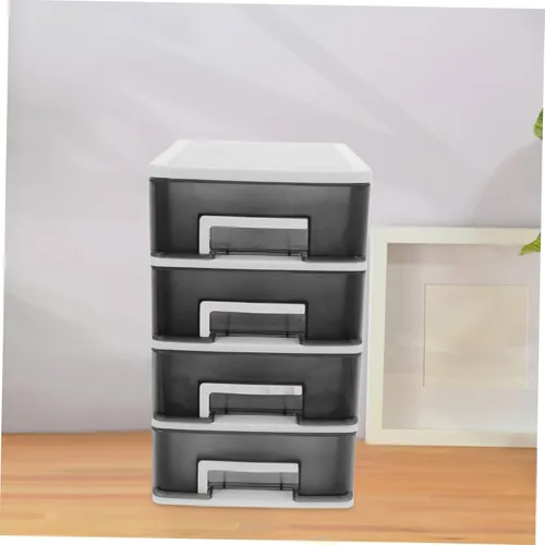 Miniatura 9 de DECHOUS Cajón de almacenamiento de plástico, cajón de plástico Gabinete de almacenamiento de cuatro capas Cajón de plástico, Estante