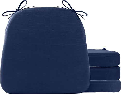 Miniatura 20 de Battilo - Cojines para sillas de comedor con lazos, almohadilla para silla de cocina para interiores y exteriores con respaldo antideslizante, cojín