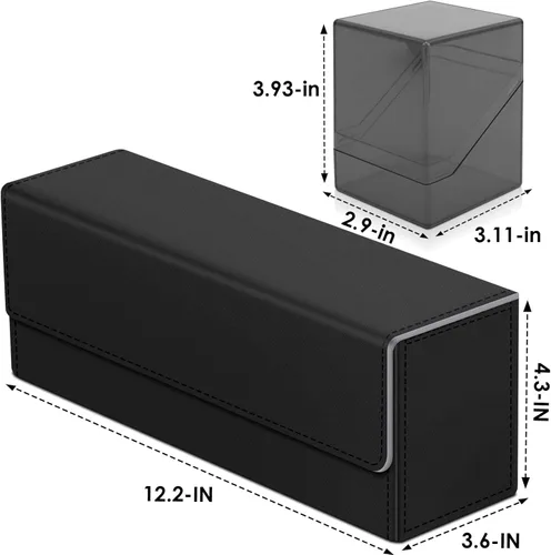 Miniatura 3 de KKU Cajas de cartas con 4 cajas de tarjetas Acylic con cierre magnético, caja de almacenamiento para tarjetas coleccionables que se adapta a más
