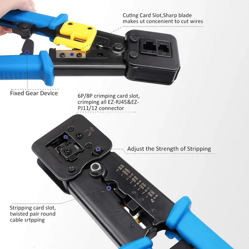 Miniatura 4 de Herramienta de crimpado de paso, herramienta de crimpado Yangoutool RJ45 y crimpadora de paso para conector RJ45/RJ12 de paso regular y final