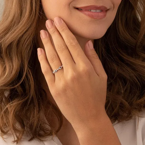 Miniatura 2 de Peora Tiara apilable de 5 piedras para mujer, plata de ley 925, piedras natales de piedras preciosas naturales, 0.075in de ancho, tallas 5 a 9