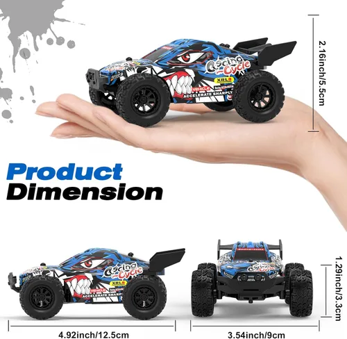 Miniatura 3 de 1:32 de alta velocidad 15.5 mi/h (pico) Monster Auto de control remoto con luces LED, velocidad/dirección ajustable Drift RC coche con batería