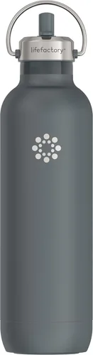 Miniatura 13 de Lifefactory Botella deportiva aislada al vacío de acero inoxidable con tapa de pajita, 24 onzas, carbono