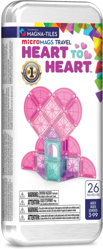 Magna-Tiles microMAGS 26 piezas Set de viaje Corazón a Corazón, la marca original de bloques de construcción magnéticos