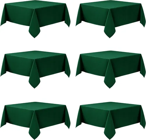 Miniatura 48 de Paquete de 6 manteles negros para mesas cuadradas, 54 x 54 pulgadas, tela de poliéster resistente a las manchas para mesas de 2 pies, manteles