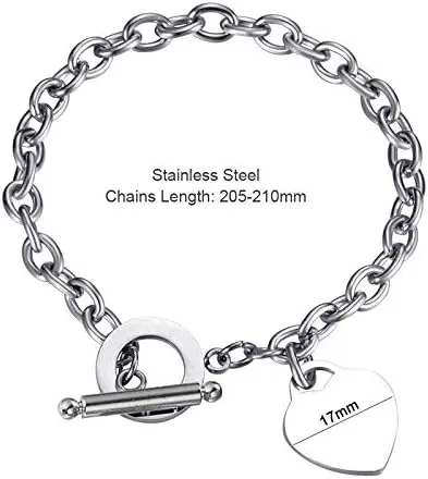 Miniatura 2 de CHUU YUNG Elegent - Pulsera de acero inoxidable con dije de corazón con cierre de palanca, chapado en oro y plata, cierre de OT, pulsera de cadena
