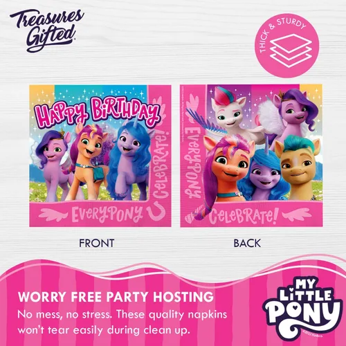 Miniatura 4 de Treasures Gifted Servilletas con licencia oficial de My Little Pony – Paquete de 32 – Suministros para fiesta de cumpleaños de My Little Pony