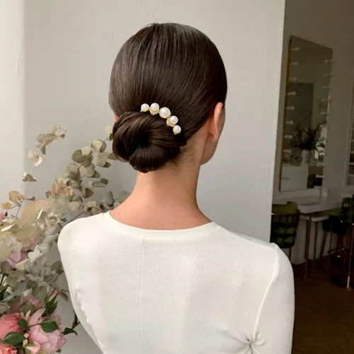 Miniatura 6 de 2 horquillas de pelo en forma de U de perlas para el cabello nupcial, peine lateral de moda, elegante horquilla de metal, pinzas para el cabello