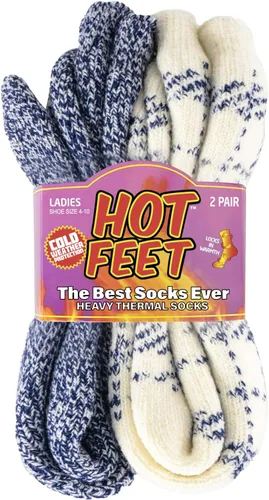 HOT FEET Calcetines térmicos para mujer Calcetines cálidos y gruesos aislados para el clima frío de invierno, lindos calcetines cálidos coloridos
