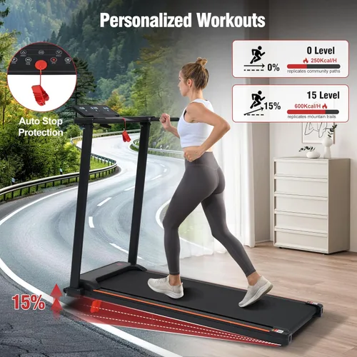 Miniatura 5 de Cinta de correr con inclinación, Merax - Cintas de correr portátiles para el hogar pequeño, caminadora eléctrica con barra de mango, almohadilla