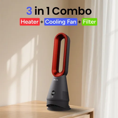 Miniatura 2 de Ventilador sin aspas Faryuan, ventilador de torre combinado de 25 pulgadas con calefacción, enfriamiento y filtro, oscilación de 80° con control