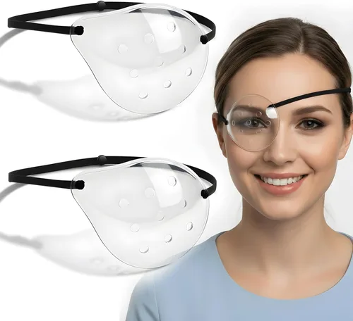 Protector ocular para cirugía de cataratas, paquete de 2 parches médicos con correa ajustable para la cabeza para dormir después de cataratas,