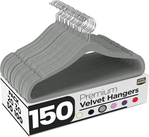Miniatura 19 de Utopia Home Perchas de terciopelo paquete de 50 – Perchas antideslizantes con gancho giratorio de 360 grados – para pantalones, abrigos, camisas