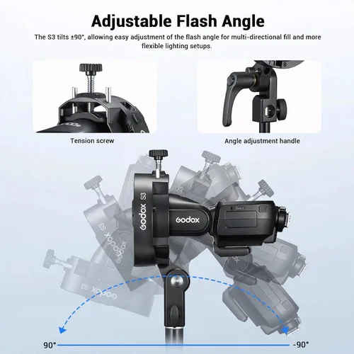 Miniatura 6 de Godox Soporte para flash S3 tipo S con soporte Bowens para Godox AD100 AD200 Pro II AD400 Pro II TT600 TT685II V100 V1 V1Pro TT350S V860III- S2