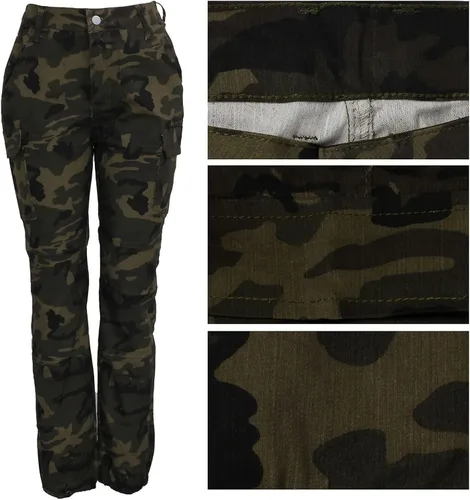Miniatura 5 de Pantalones de senderismo tipo cargo para mujer, pantalones de camuflaje ajustados, casuales, para exteriores, pantalones deportivos con bolsillos