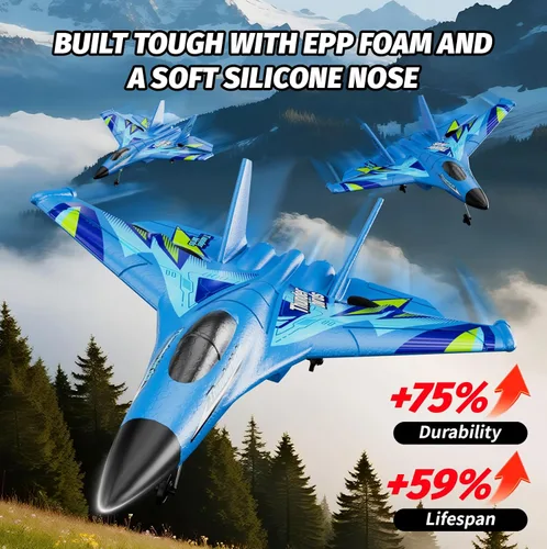 Miniatura 3 de Avión RC de espuma con 3 baterías, avión de control remoto RC Jet helicóptero avión para niños, adultos principiantes, caza RC fácil de volar, avión