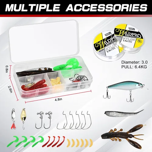 Miniatura 6 de Combo de caña de pescar y carrete de 6.89 pies, 2 cañas de pescar telescópicas de fibra de carbono, 2 carretes giratorios, 2 líneas de pesca, juego