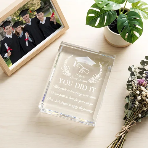 Miniatura 6 de YWHL Regalos de graduación para él o ella, regalos inspiradores para graduados de la clase de 2025, recuerdo de graduación de cristal grabado