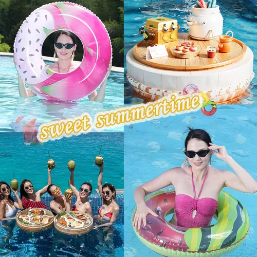 Miniatura 6 de Luau - Flotadores de piscina hawaianos - Tubos inflables para adultos, tubo inflable para piscina, anillo de natación para decoración de fiesta