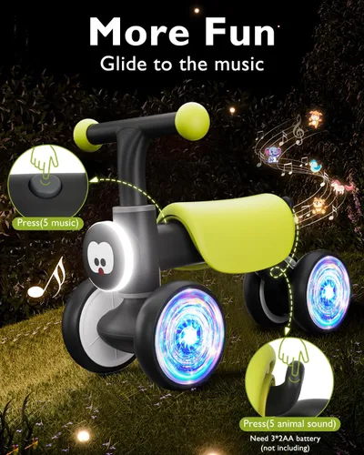 Miniatura 3 de Bicicleta de equilibrio para niños pequeños con ruedas brillantes y coloridas, juguetes para bebés de 1 año, niños y niñas, bicicleta de equilibrio