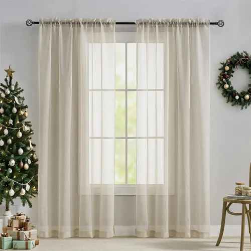 Miniatura 9 de Home Brilliant Cortinas traslúcidas para sala de estar de 45 pulgadas de largo, paneles de ventana pequeños para dormitorio, cortinas cortas