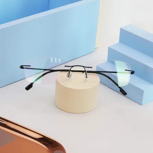Miniatura 5 de LifeArt Lentes de lectura para computadora con bloqueo de luz azul, marco sin montura para hombre y mujer (negro, aumento de +2.25)