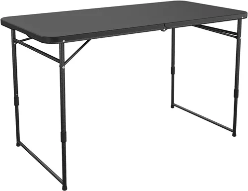 COSCO Mesa utilitaria plegable para interiores y exteriores, altura ajustable, de 4 pies, color negro