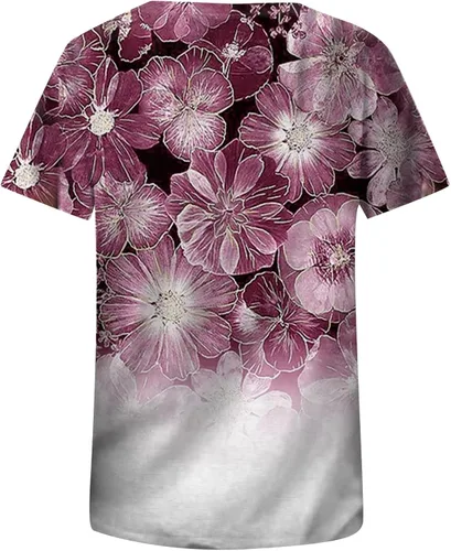 Miniatura 2 de Blusa de manga corta transpirable con cuello redondo para mujer, con estampado de abejas de abeja