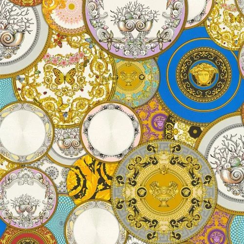 Miniatura 2 de A.S. Creation Versace Les Etoiles de la Mer 2 - Papel pintado no tejido, 33.0 ft x 2.3 ft, color plateado y blanco, fabricado en Alemania, 349013
