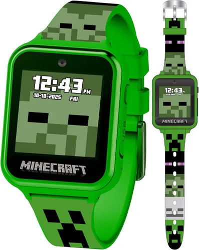 Minecraft - Reloj inteligente para niños, reloj interactivo con pantalla LED con 10 caras de reloj personalizadas, juegos, cámara, alarma,