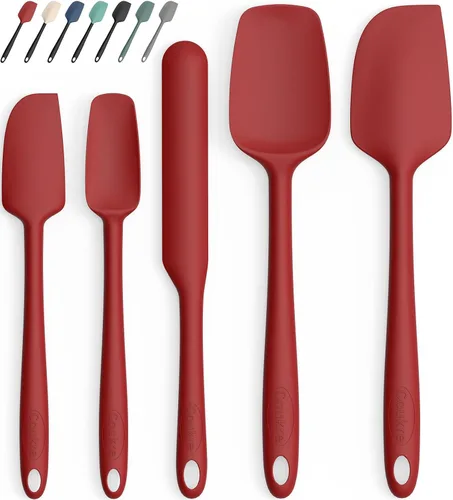 Miniatura 11 de Coukre Juego de 5 espátulas de silicona, resistentes a altas temperaturas, silicona de grado alimenticio, aptas para lavavajillas, para hornear