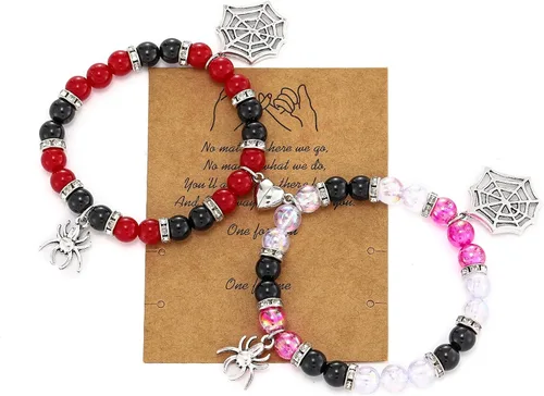 ZhxshwHdd Pulseras a juego para mejores amigos, araña, parejas, relación, mejores amigos, pulseras a juego para Bf y novia, pulseras de amistad para