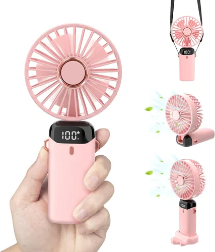 Ventilador personal, ventilador de cuello colgante portátil, 3000 mAh USB-C recargable de 5 modos de velocidad potente ventilador de escritorio con