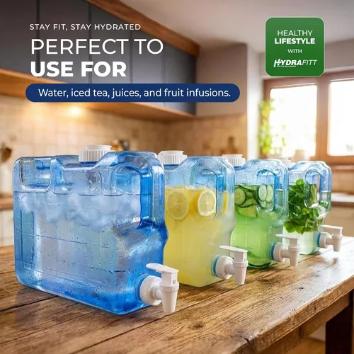 Miniatura 3 de Dispensador de agua para refrigerador HydraFitt de 1.1 galones – Contenedor de agua para refrigerador delgado a prueba de fugas con llave – Jarra