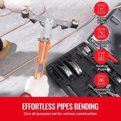 Miniatura 2 de Happybuy Dobladora de tubos de tubo, 1/4"-7/8" OD Trinquetadora de trinquete, 90° adelante/reversa, 7 matrices, cortador de tuberías para HVAC, Aire