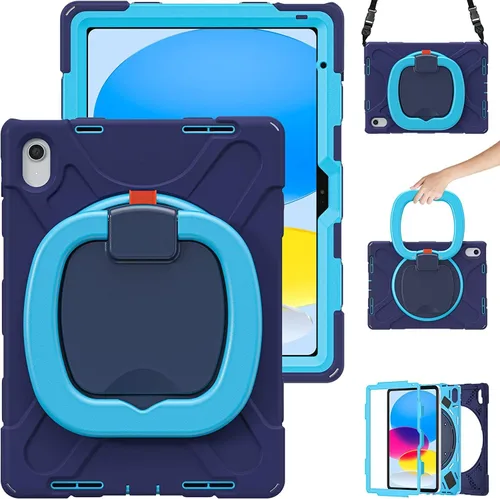 Miniatura 35 de Funda para iPad Air de 3ª generación – Funda resistente para niños con soporte giratorio, soporte para lápices y correa de transporte para iPad