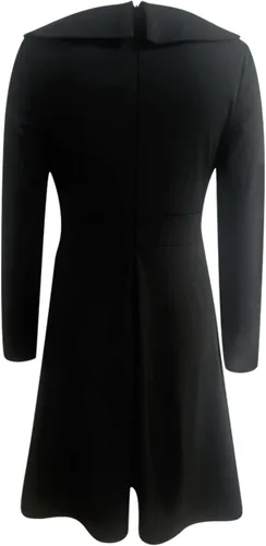 Miniatura 5 de Ropa de otoño para mujer, estilo retro, de manga larga, cuello redondo, color sólido, cintura con lunares