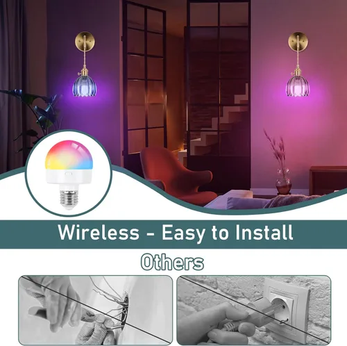 Miniatura 2 de Aplique de Pared Operado por Batería, Apliques de Pared para Interiores no Cableados Apliques de Pared con Pantalla de Vidrio Verde Profundo con RGB