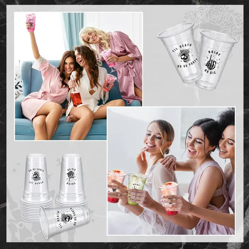 Miniatura 4 de Norme 24 vasos de plástico transparente de 17 onzas para despedida de soltera Till Death Do Us, decoraciones de despedida de soltera, vasos